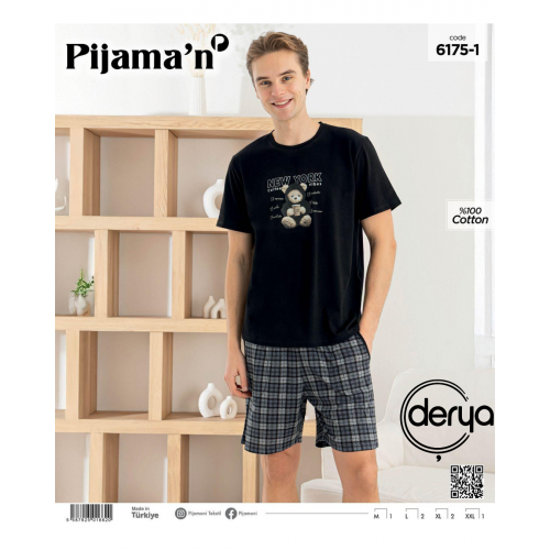 PİJAMONİ P6175 ERKEK YARIM KOL ŞORTLU TAKIM
