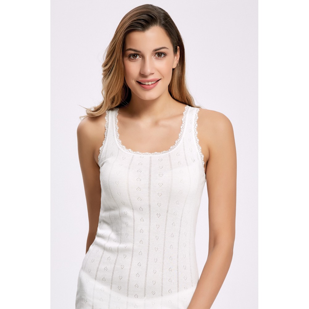 İLKE 224 KADIN EKRU JAKARLI DANTELLİ GENİŞ ASKILI ATLET N:48-3XL (6 LI PAKET)
