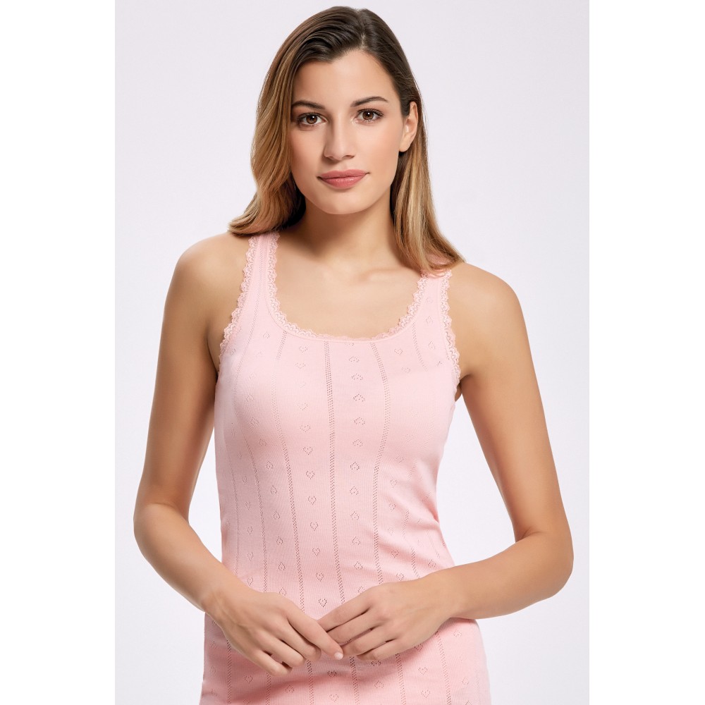 İLKE 224 KADIN PUDRA JAKARLI DANTELLİ GENİŞ ASKILI ATLET N:46-2XL (6 LI PAKET)