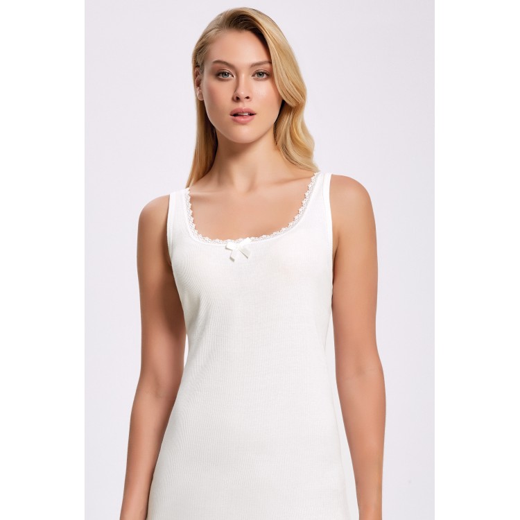 İLKE 225 KADIN EKRU KAŞKORSE DANTELLİ GENİŞ ASKILI ATLET NO:1 (6 LI PAKET)