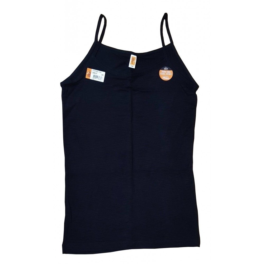 İLKE I227,42,44,S KADIN FLAMLI SİYAH İP ASKILI ATLET (6 LI PAKET)