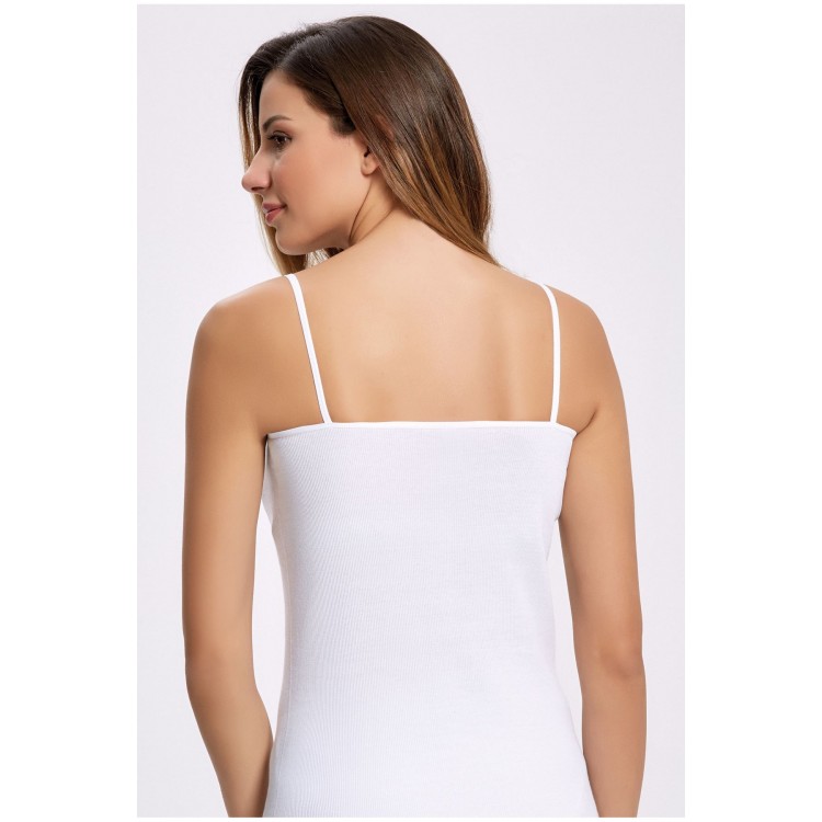 İLKE 242,38,B S KADIN BEYAZ KAŞKORSE DANTELLİ İP ASKILI ATLET (6 LI PAKET)