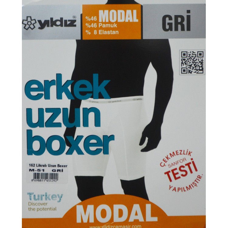 YILDIZ Y162 ERKEK GRİ UZUN BOXER
