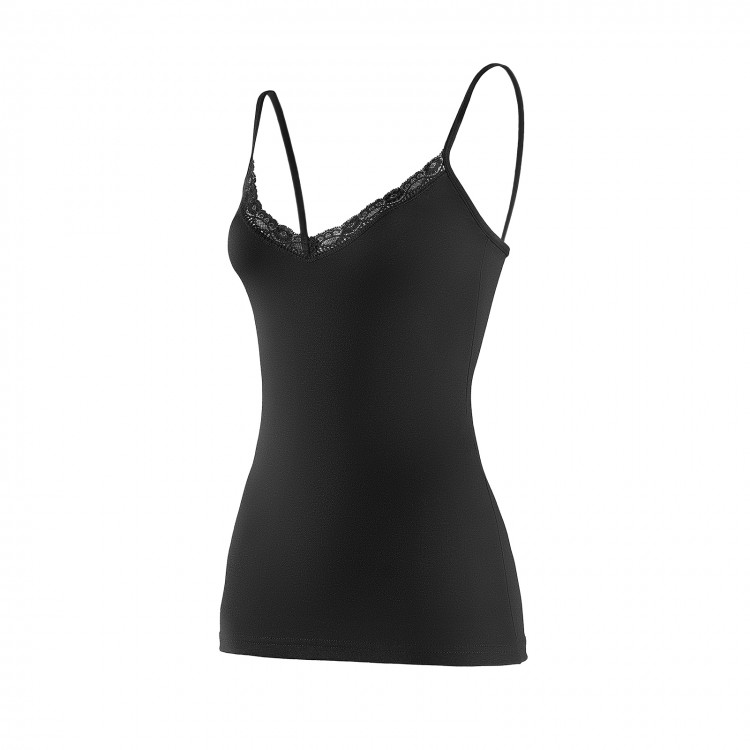 YILDIZ Y2226 KADIN SİYAH V YAKA DANTELLİ İP ASKILI ATLET